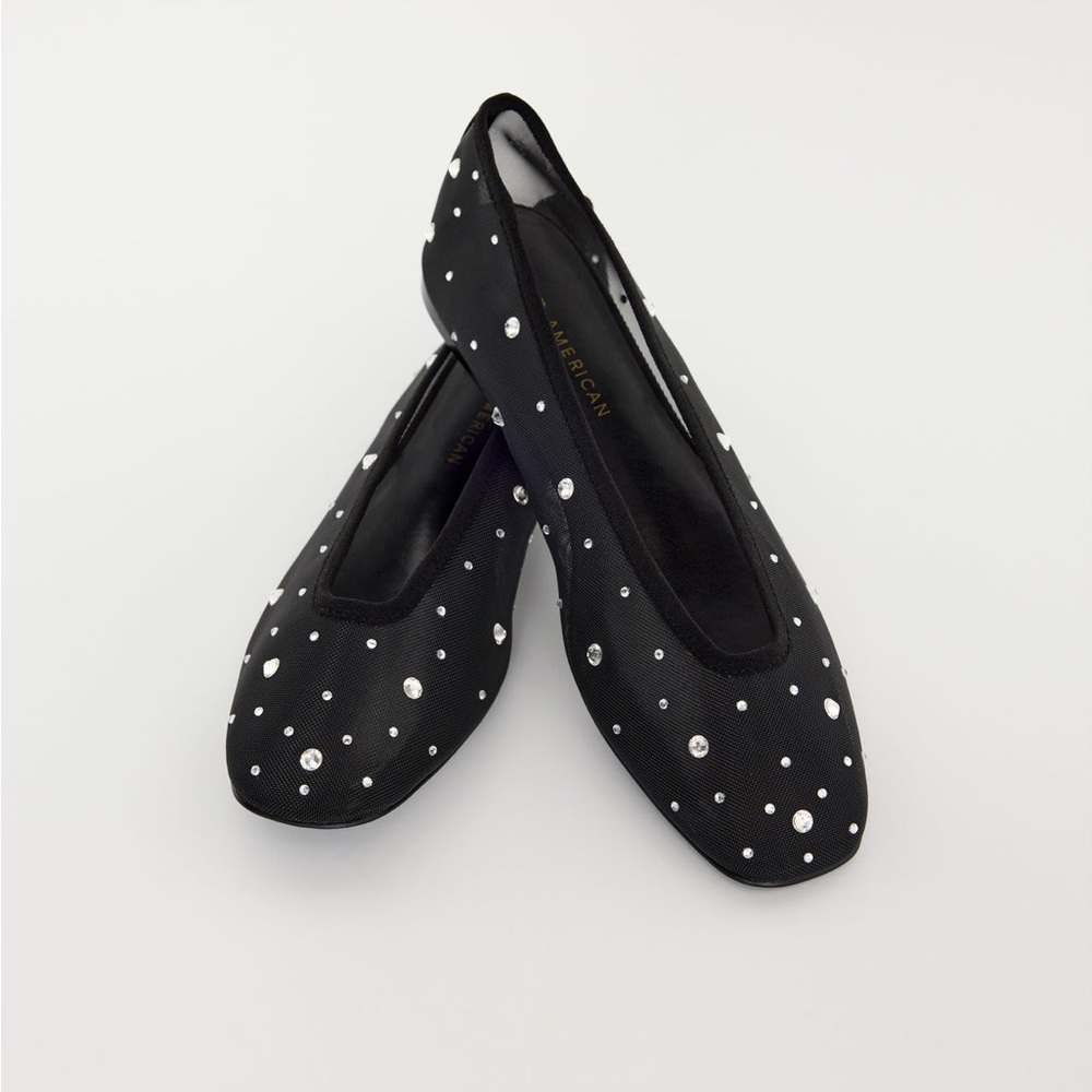NWT Good American Diamond Mesh Ballet Flat, Size 7.5